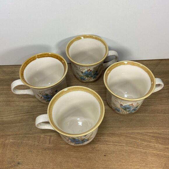 Vintage Mikasa Garden Club Day Dreams EC 461 Mugs Blue Flowers Japan Set Of 4 - Picture 3 of 10